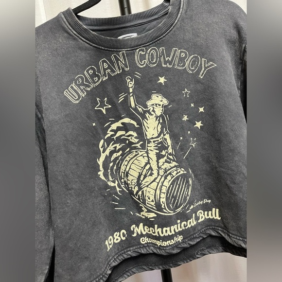 Country Deep Urban Cowboy 1980's mechanical bull rodeo long sleeve crop| medium - Picture 2 of 6